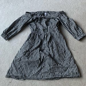 Plaid off the shoulder dress